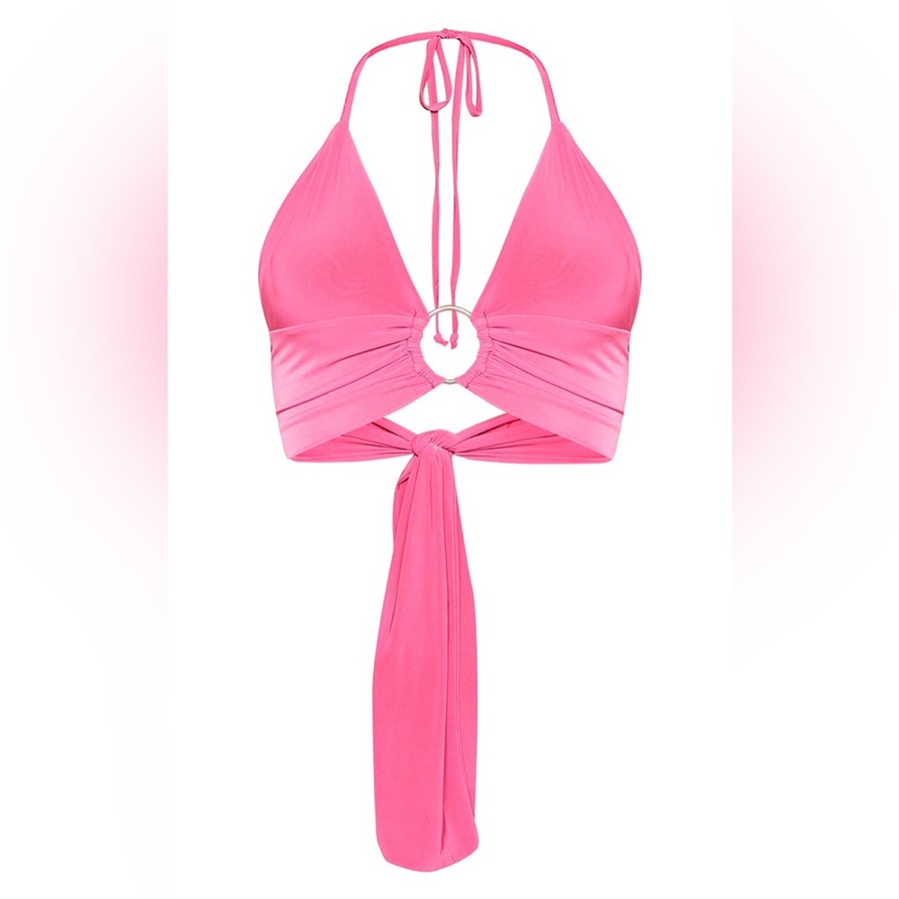 Hot Pink Plunge Ring Detail Bralet